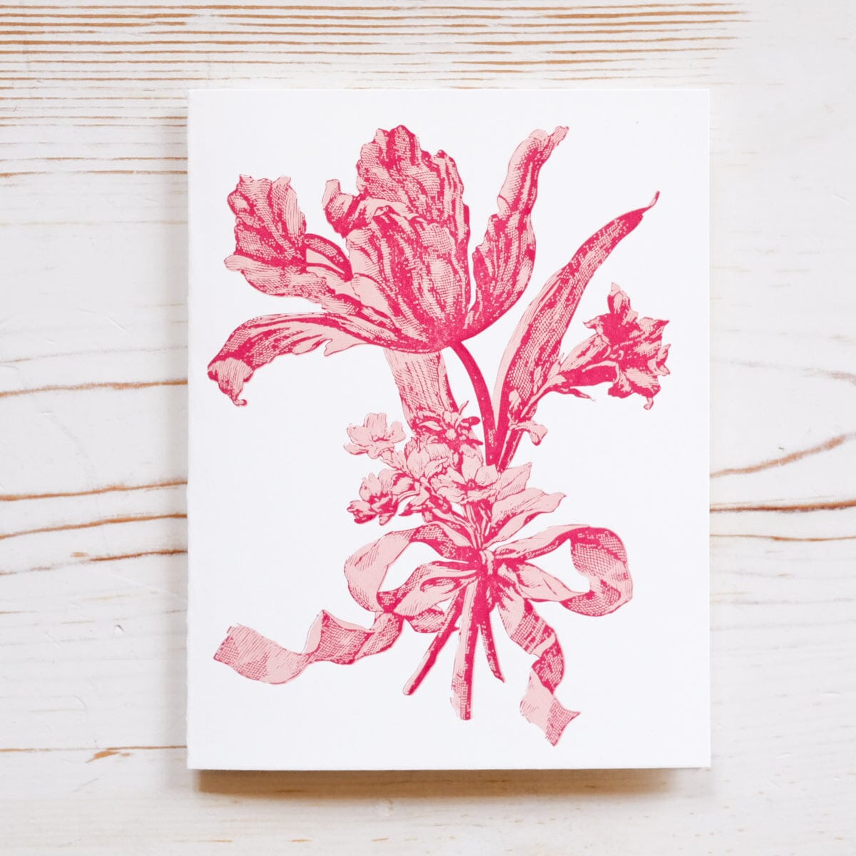 Letterpress Pink Tulip Greeting Card Greeting Card Papillon Press 