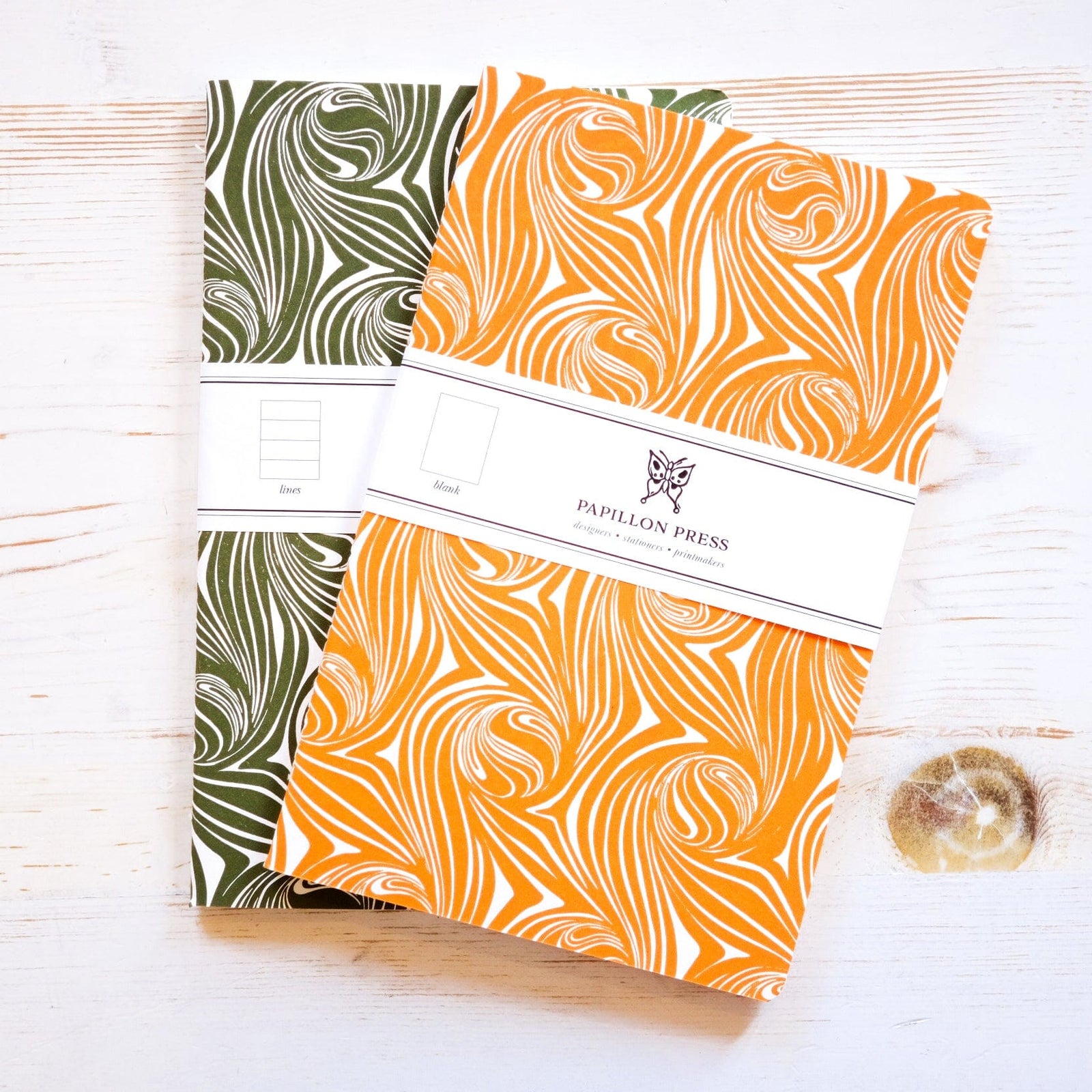 Limited Edition Letterpress Notebook: Psychedelic Swirl Block Printed Notebook Papillon Press 