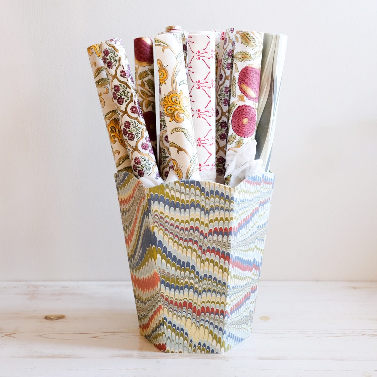 Hand Marbled Scalloped Basket Basket Papillon Press 