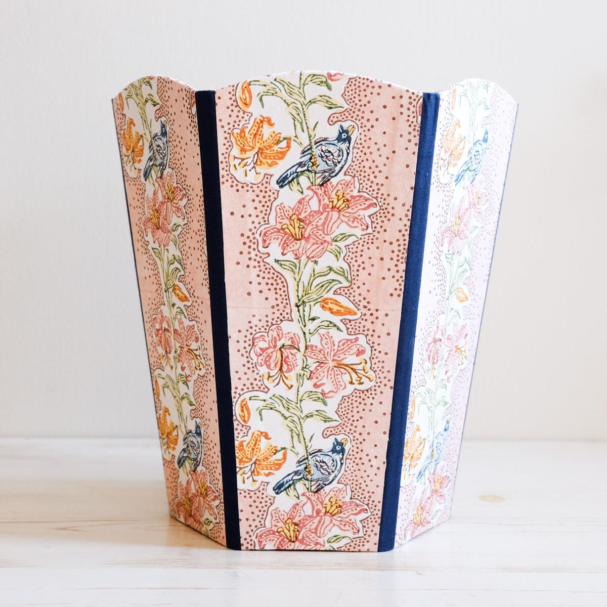 Block Printed Scalloped Basket Basket Seeds of Anaar 