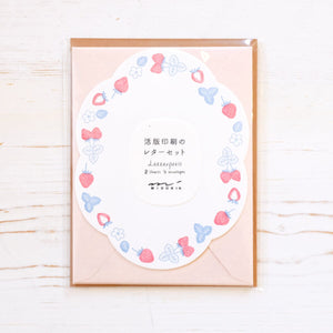 Letterpress Die Cut Letter Set Writing Stationery Midori Strawberry 