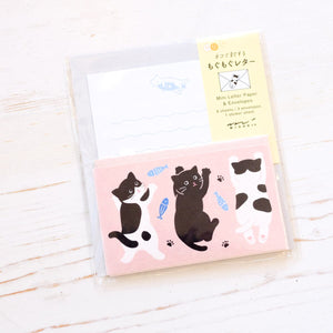 Mini Letter Set with Stickers Writing Stationery Midori Hungry Cat 