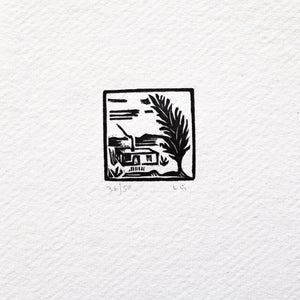 Mini Woodblock Print - Adobe Art Print Papillon Press 