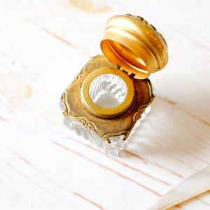 Antique Glass Inkwell with Dip Pen & Letter Opener