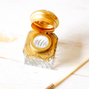 Antique Glass Inkwell with Dip Pen