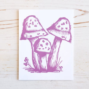Mushroom Letterpress Greeting Card Greeting Card Papillon Press Purple 