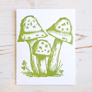 Mushroom Letterpress Greeting Card Greeting Card Papillon Press Green 