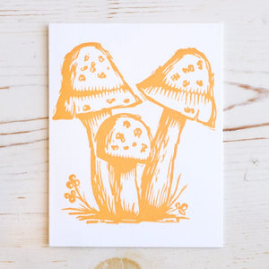 Mushroom Letterpress Greeting Card Greeting Card Papillon Press Orange 