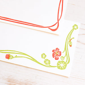 Letterpress Notecard Stationery Writing Stationery Papillon Press Nasturtium 