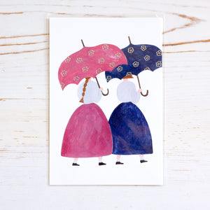 Postcard - Flower Printed Umbrellas