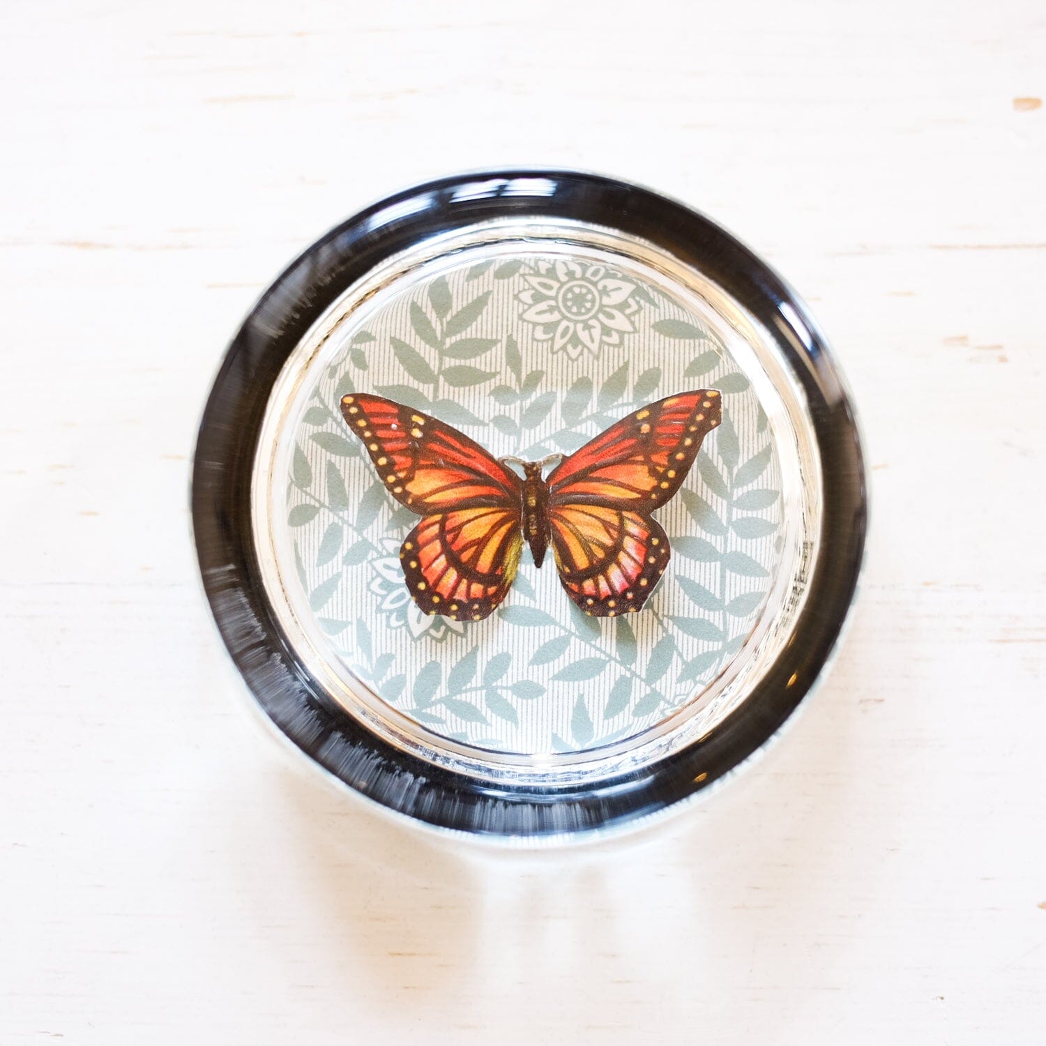 Glass Paperweight - Victorian Die Cut paperweight Papillon Press Butterfly & Sage Victorian 