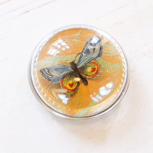 Glass Paperweight - Victorian Die Cut paperweight Papillon Press Butterfly & Green/Gold 