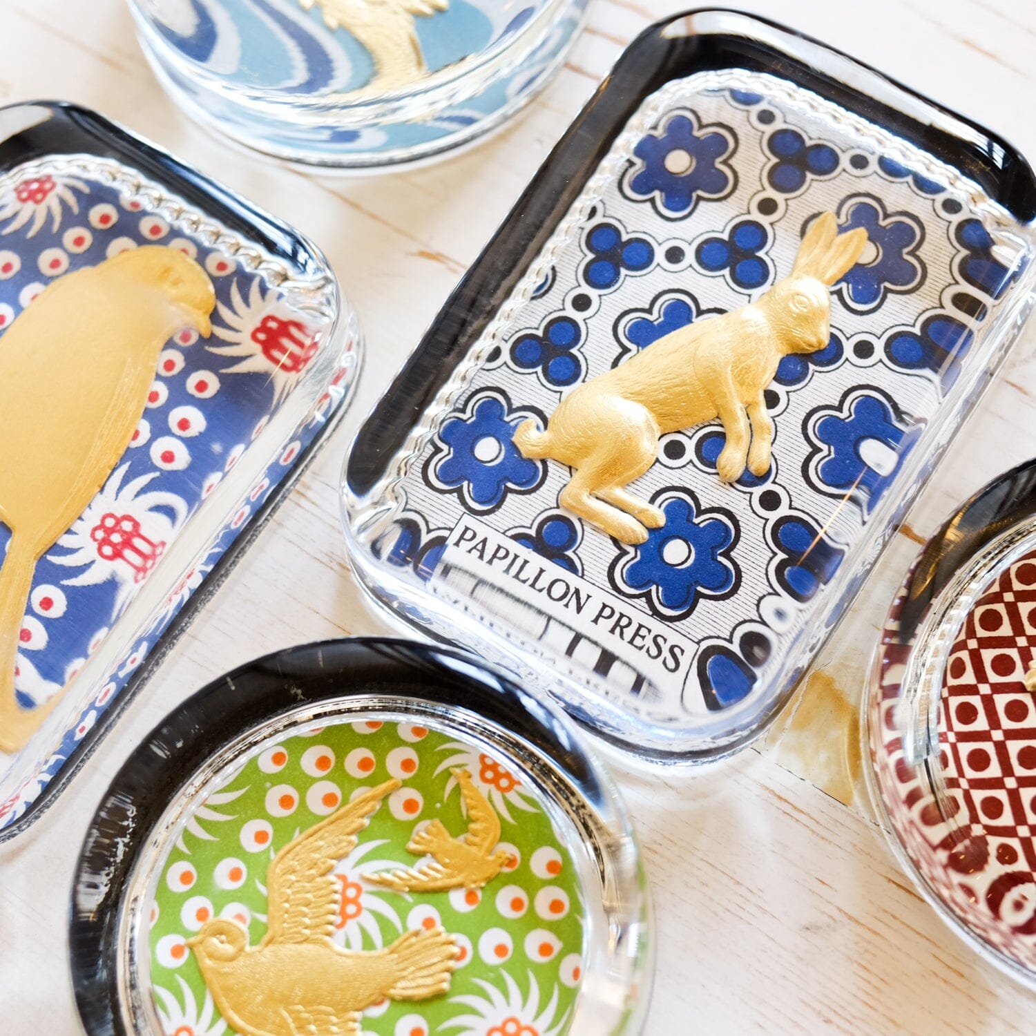 Glass Paperweight - Dresden Foil paperweight Papillon Press 