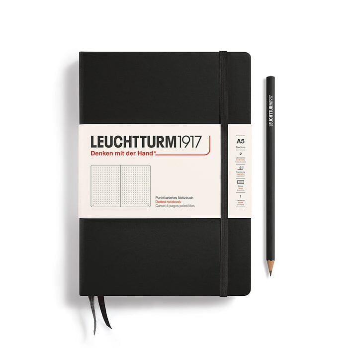 A5 Medium Notebook - Hardcover Notebook Leuchtturm1917 Black Dotted 