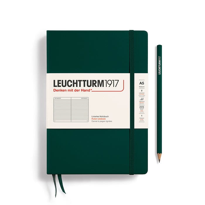 A5 Medium Notebook - Hardcover Notebook Leuchtturm1917 Forest Green Lined 