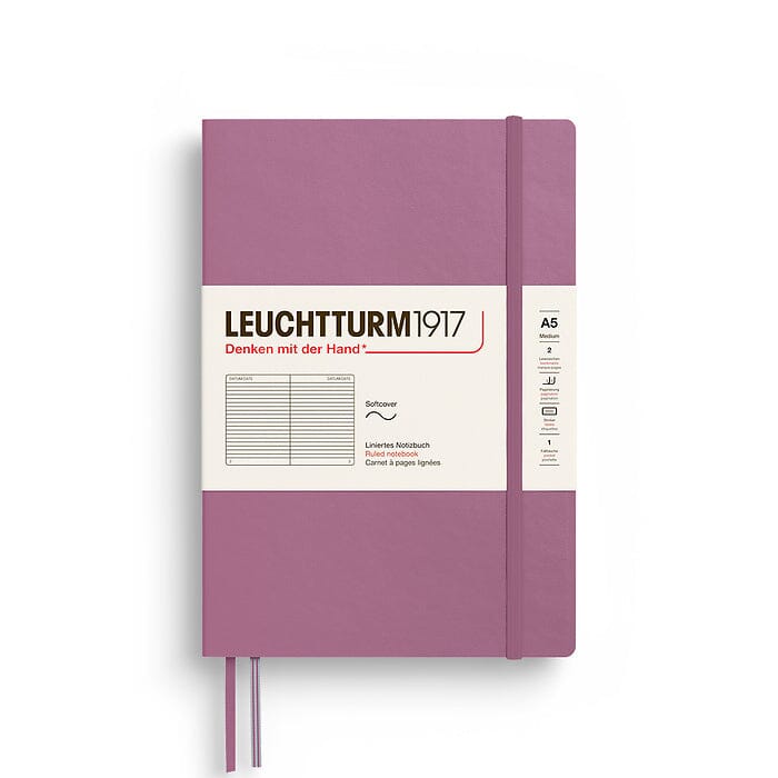 A5 Medium Notebook - Softcover Notebook Leuchtturm1917 Dusty Rose Lined 