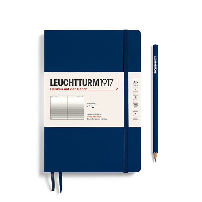 A5 Medium Notebook - Softcover Notebook Leuchtturm1917 Navy Lined 
