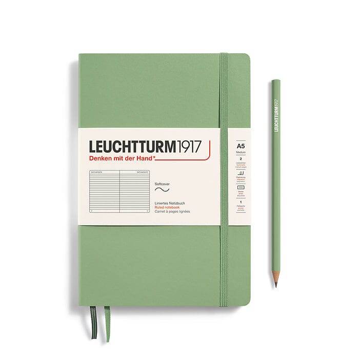 A5 Medium Notebook - Softcover Notebook Leuchtturm1917 Sage Lined 