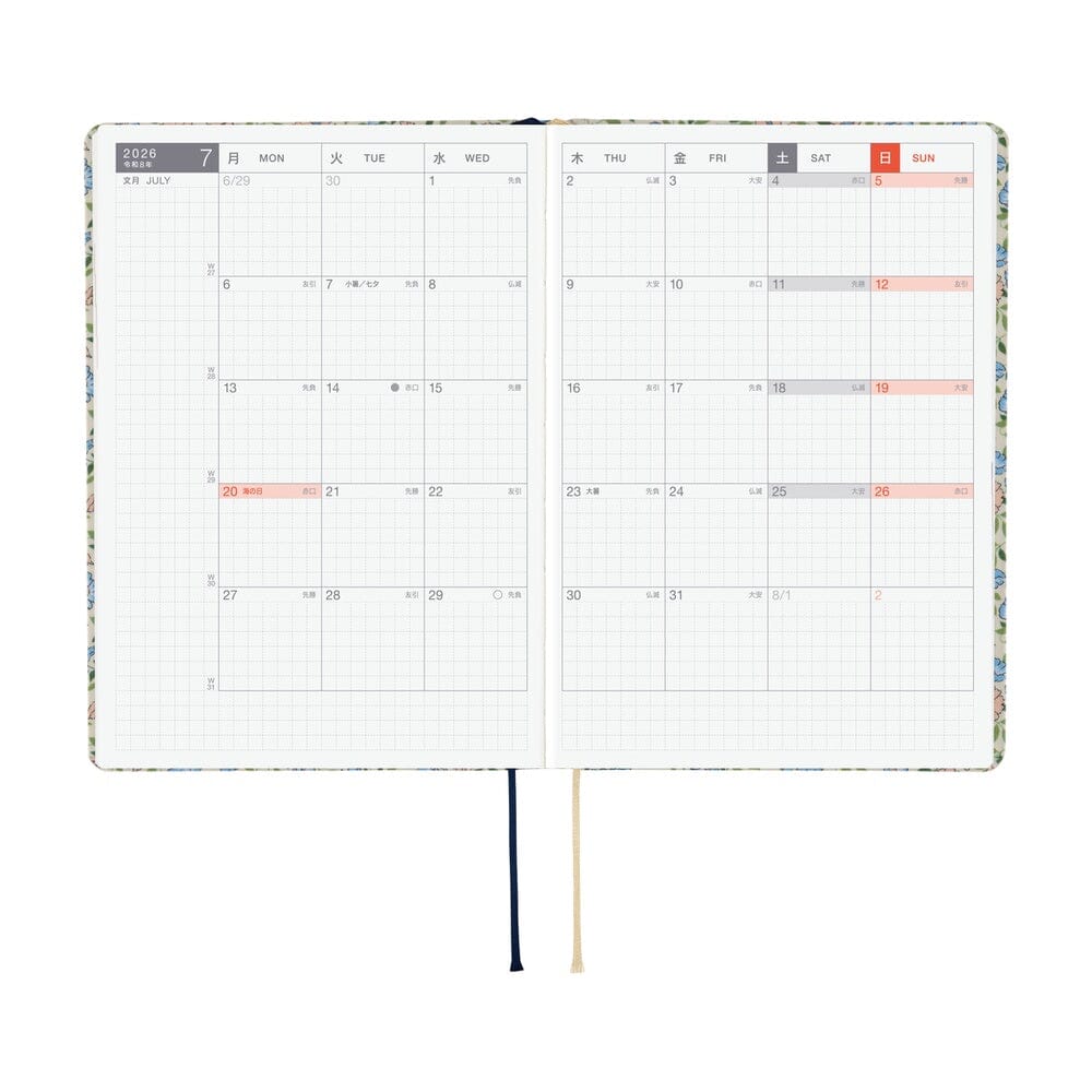 Hobonichi Techo 2026 HON A6: Liberty Fabrics: Sasha Kiora Planner Hobonichi 