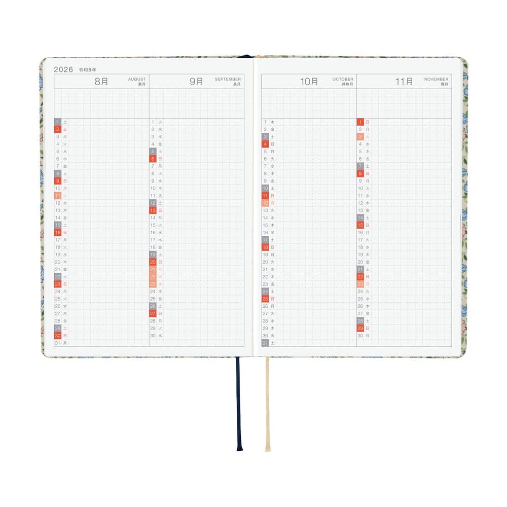 Hobonichi Techo 2026 HON A6: Liberty Fabrics: Sasha Kiora Planner Hobonichi 