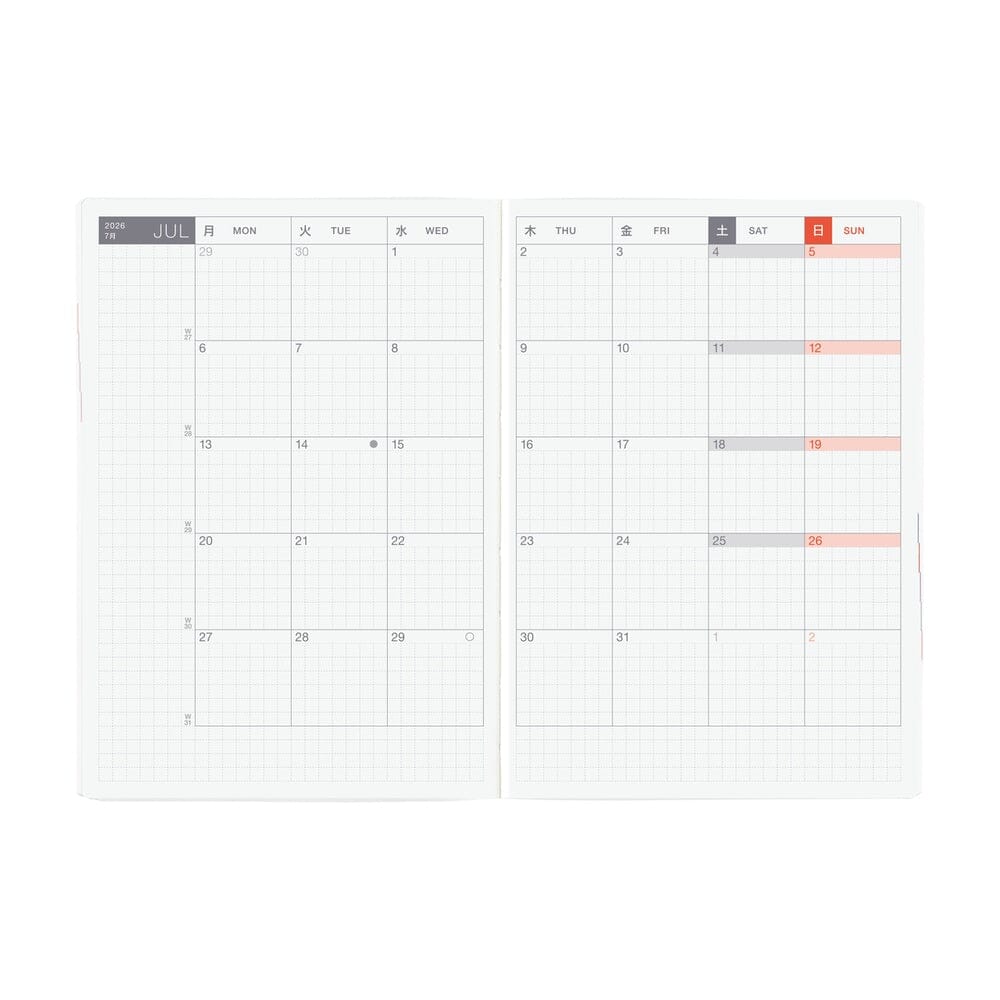 Hobonichi Techo 2026 HON A6: Paper Series: Black Gingham Planner Hobonichi 
