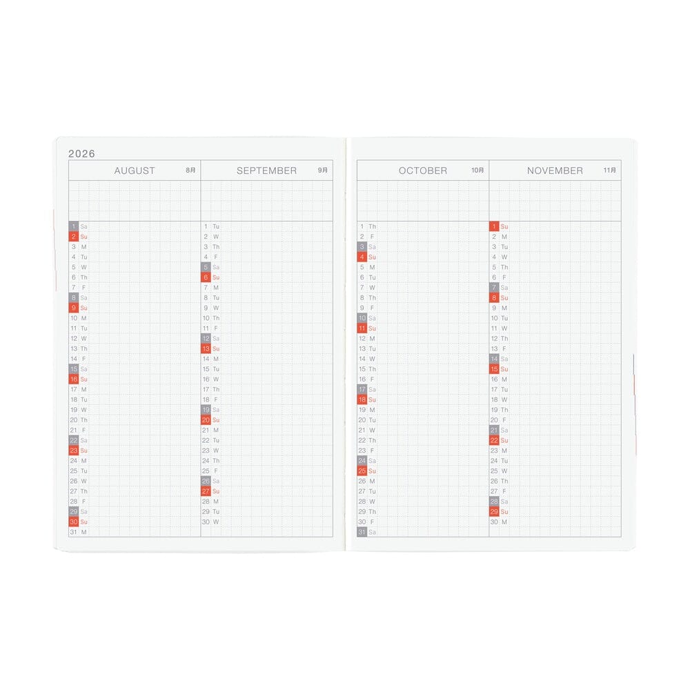Hobonichi Techo 2026 HON A6: Paper Series: Black Gingham Planner Hobonichi 