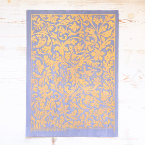 Ornamental Birds Block Print Art Print Papillon Press Purple Gray and Gold 