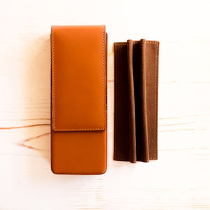Leather Fountain Pen Case - Three Pens