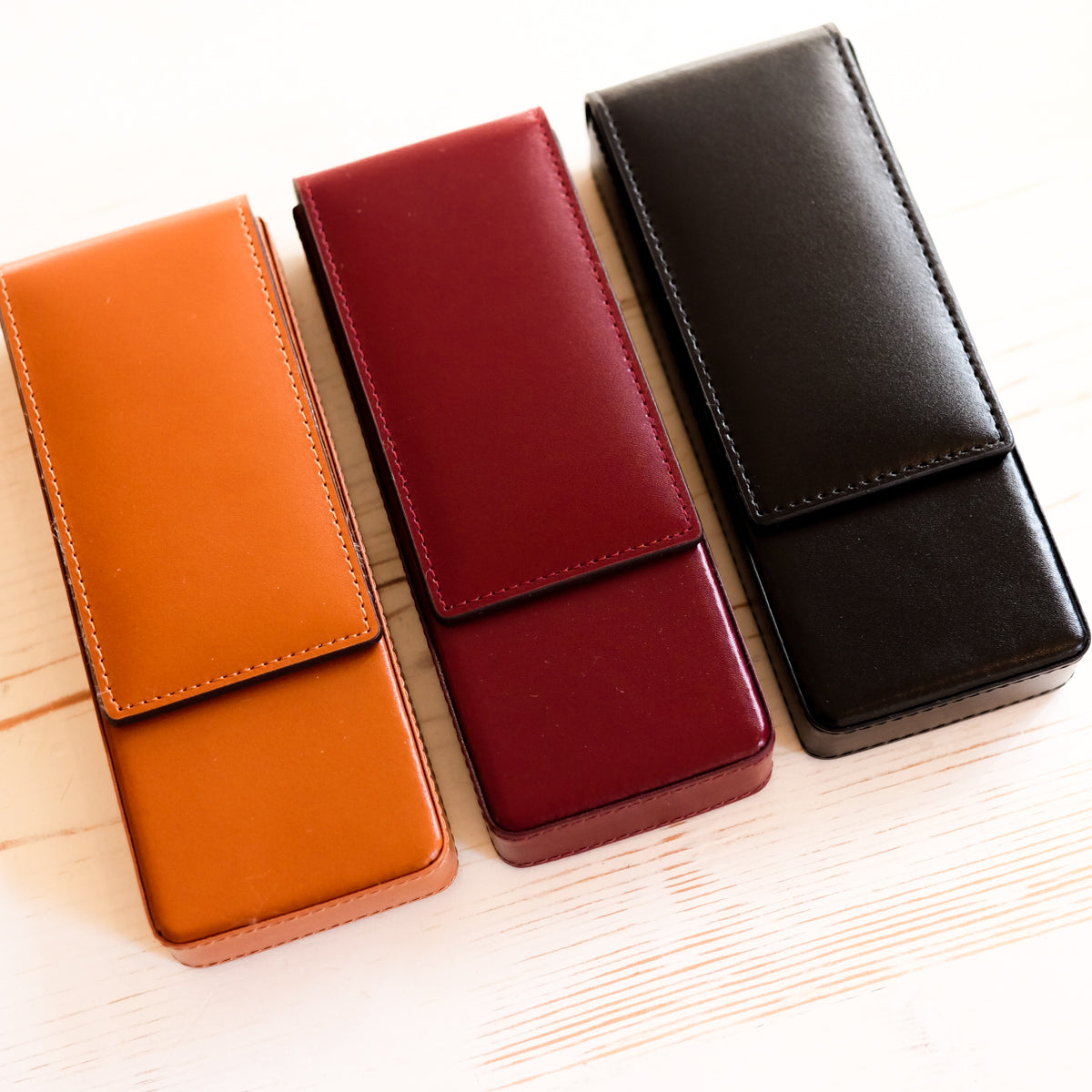 Leather Fountain Pen Case - Three Pens