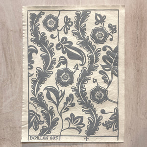 Papillon Flora Block Print Art Print Papillon Press gray 