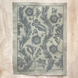 Papillon Flora Block Print Art Print Papillon Press Gray green 