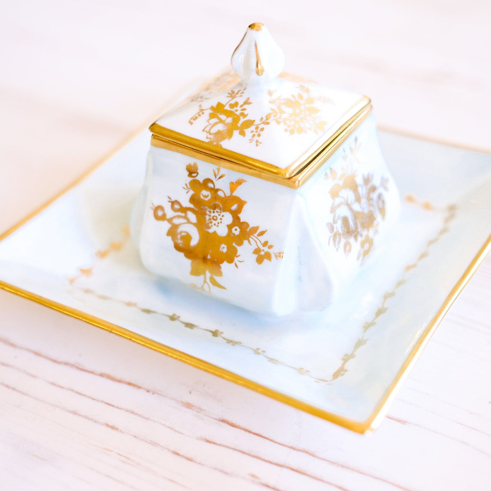 Bone China Desk Set Inkwell Antique Item 