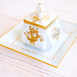 Bone China Desk Set Inkwell Antique Item 