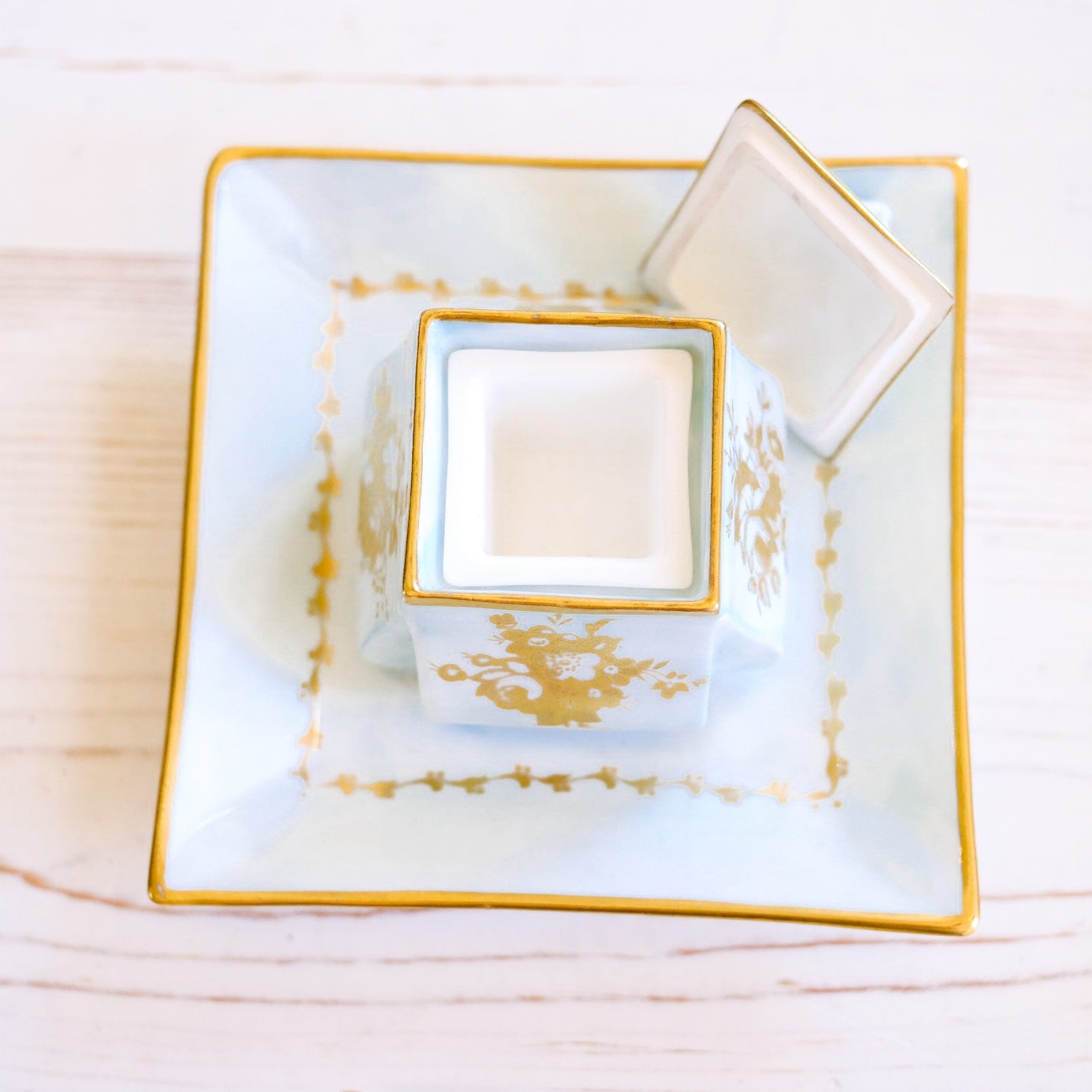 Bone China Desk Set Inkwell Antique Item 