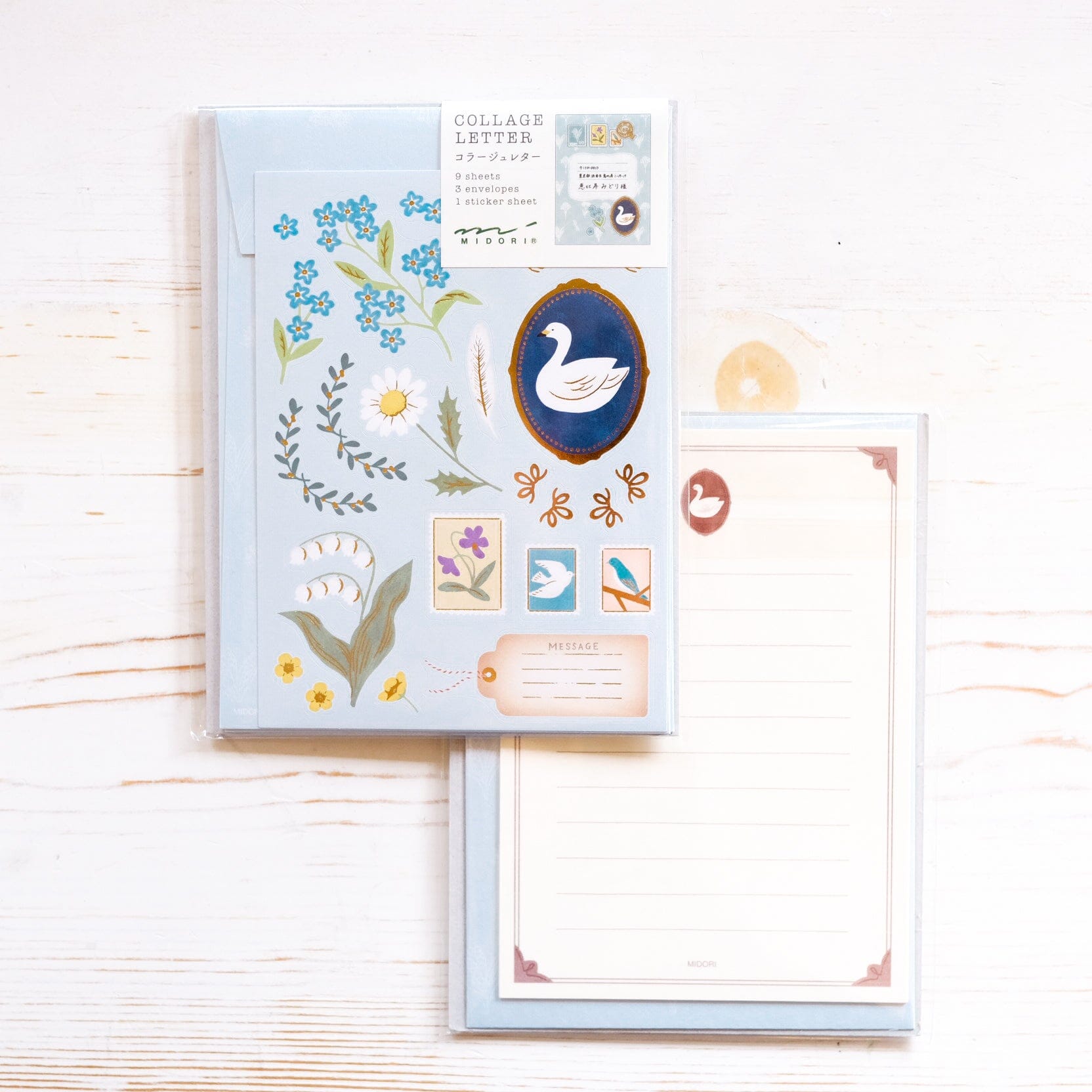 Midori Collage Letter Set Writing Stationery Midori Bird 