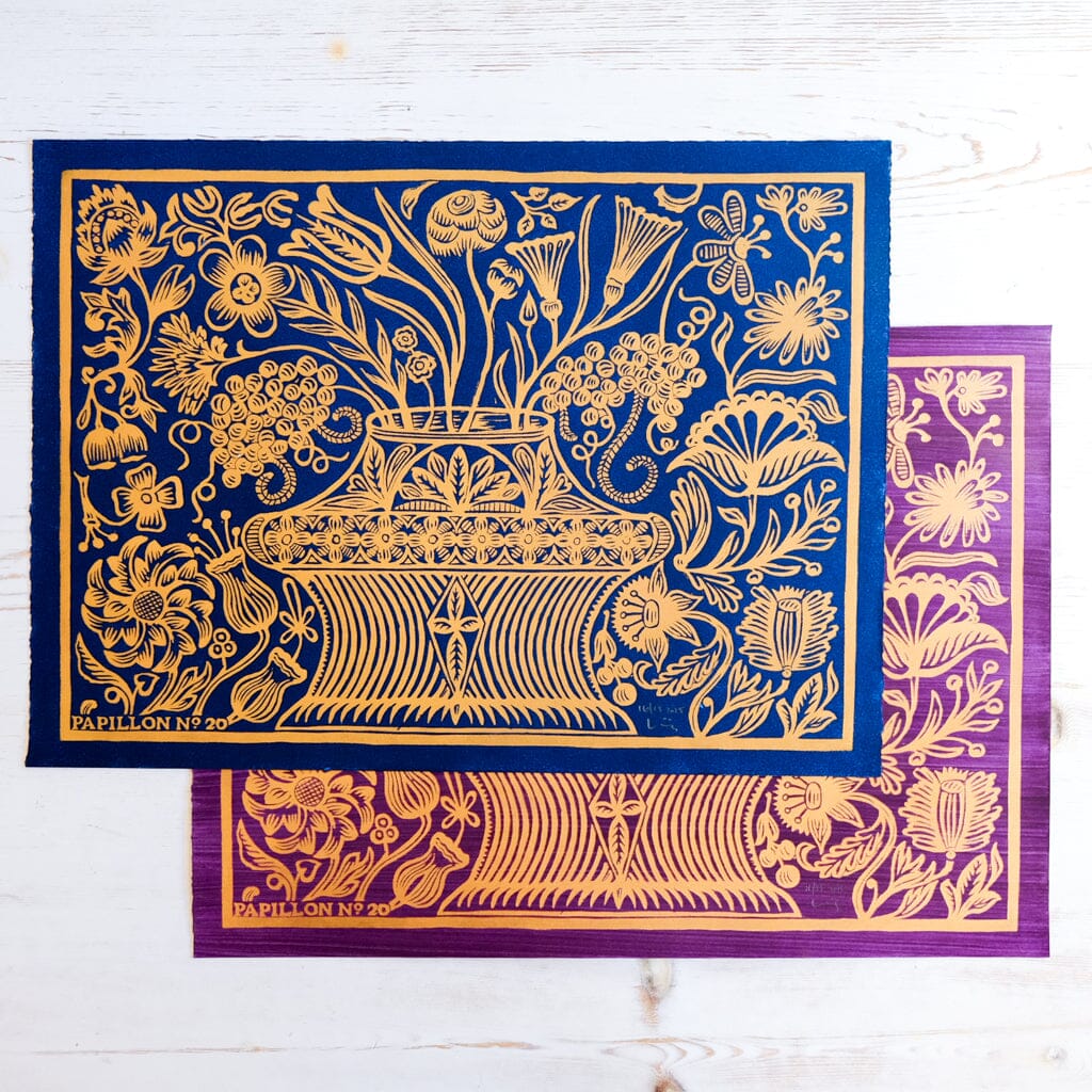 Abundance - Indigo and Gold Art Print Papillon Press 