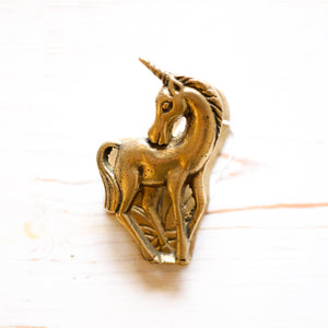 Antique Brass Clip home goods Antique Item Unicorn E 