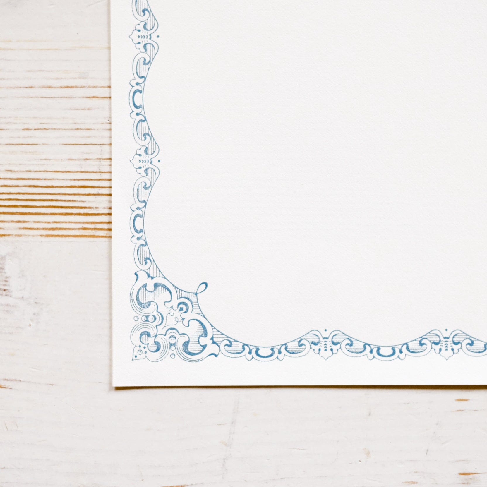 Letterpress Writing Stationery - Large Writing Stationery Papillon Press Blue Flourish 