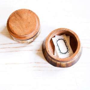 2-1/2" Antiqued Primitive Round Bone & Wooden Trinket Box Box Madison Bay Co. 