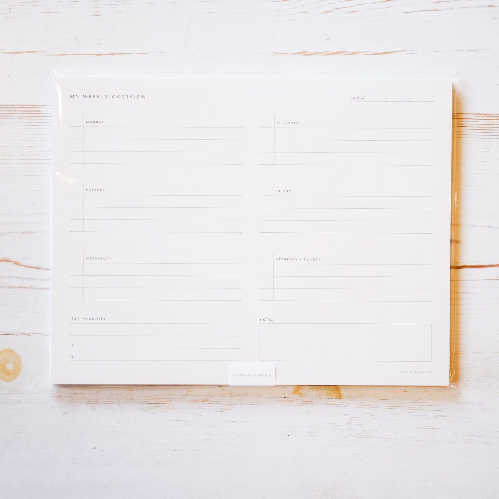 Weekly Overview Notepad Notepad Ramona & Ruth 