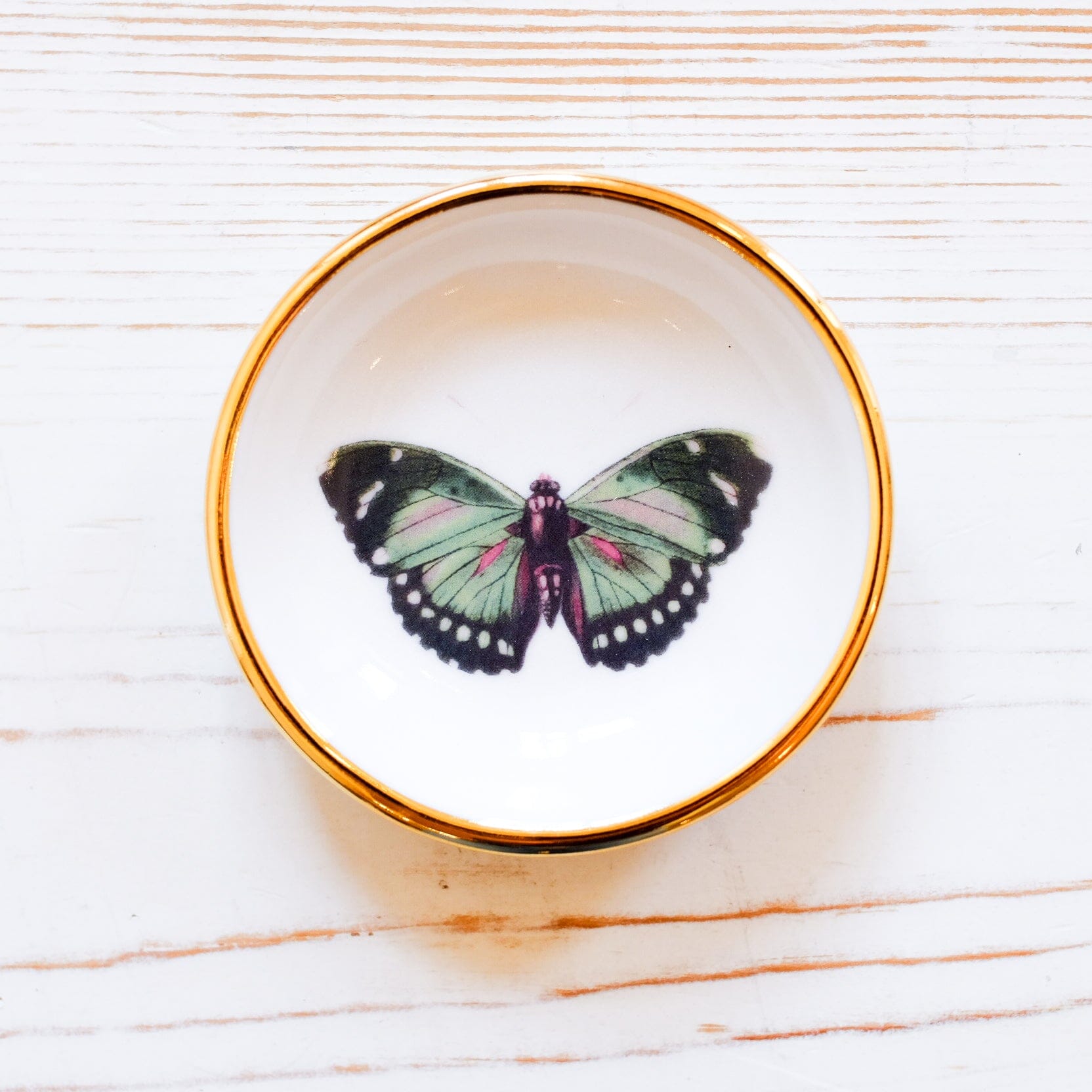Butterfly Trinket Dish Tray Apricity Ceramics Emerald Green 