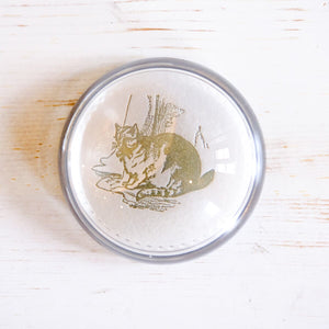 Glass Paperweight - Small Dome paperweight Papillon Press Olive Cat 