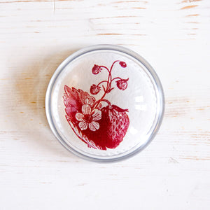 Glass Paperweight - Small Dome paperweight Papillon Press Red Strawberry II 