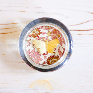 Glass Paperweight - Dresden Foil paperweight Papillon Press Butterfly & Florentine 