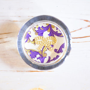 Glass Paperweight - Dresden Foil paperweight Papillon Press Bow & Florentine 