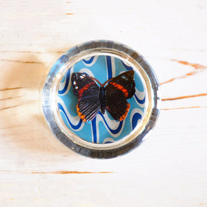 Glass Paperweight - Victorian Die Cut paperweight Papillon Press Butterfly & Waves 