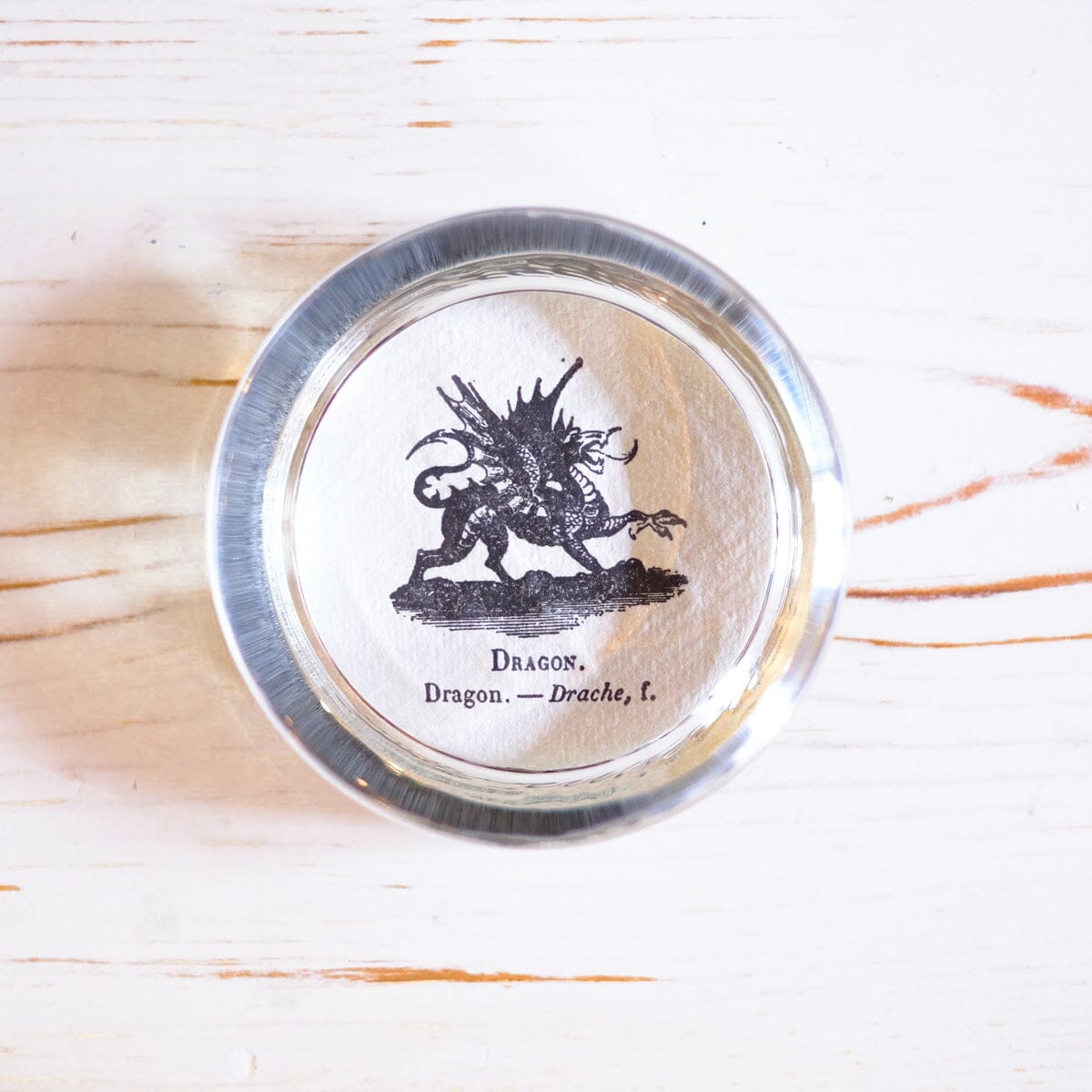 Glass Paperweight - Small Round paperweight Papillon Press Dragon 