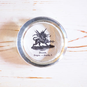Glass Paperweight - Small Round paperweight Papillon Press Dragon 