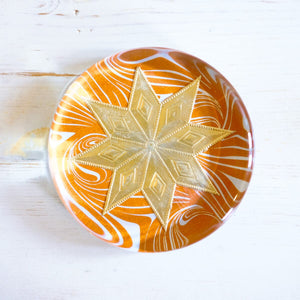 Glass Paperweight - Dresden Foil paperweight Papillon Press Star & Swirl 