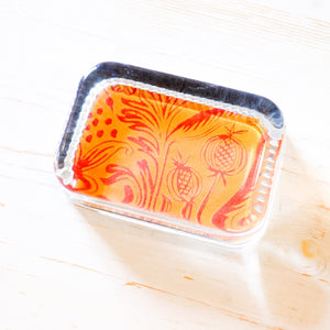 Glass Paperweight - Heirloom Rectangle paperweight Papillon Press Tangerine Bouquet 